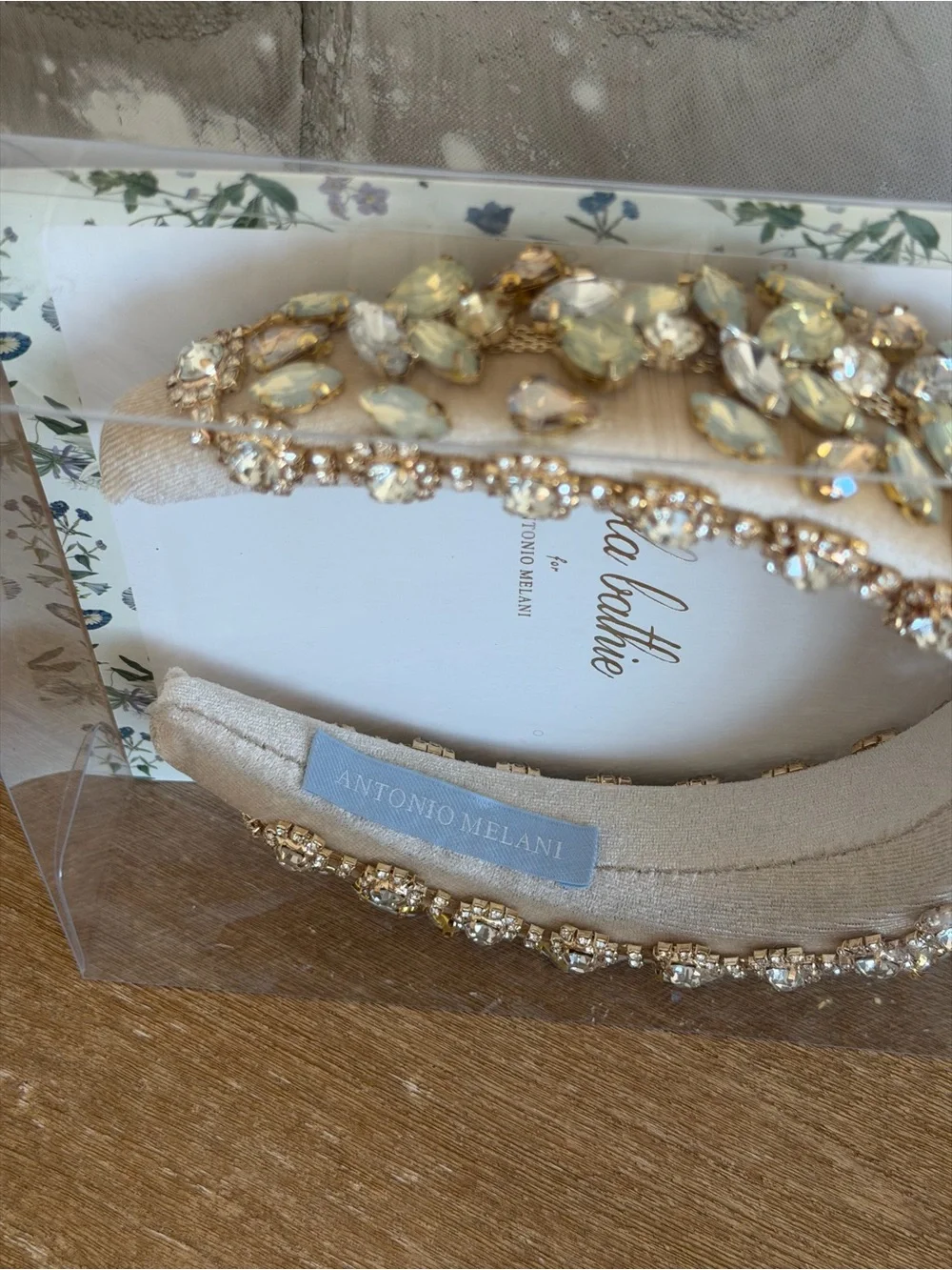 ANTONIO MELANI Ivory and Gold Crystal Embellished Headband